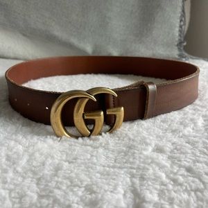 Gucci Leather Belt with Large Double G Buckle